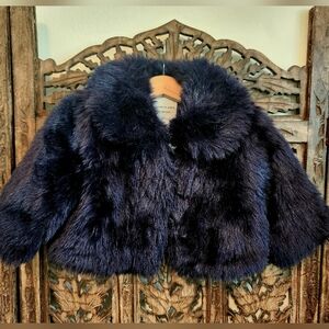 Janie and Jack Plush Faux Fur Coat - Marine Blue. 2T